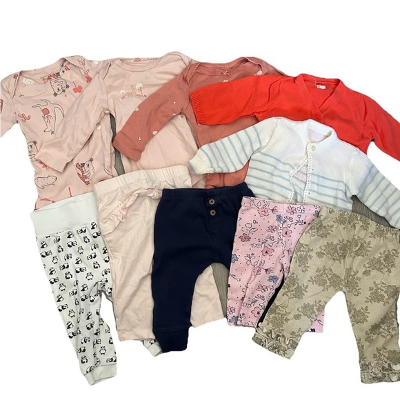 10 Piece Baby Girl Lot Body Suit Pants Cardigans Size 3-6 Months - Picture 1 of 7